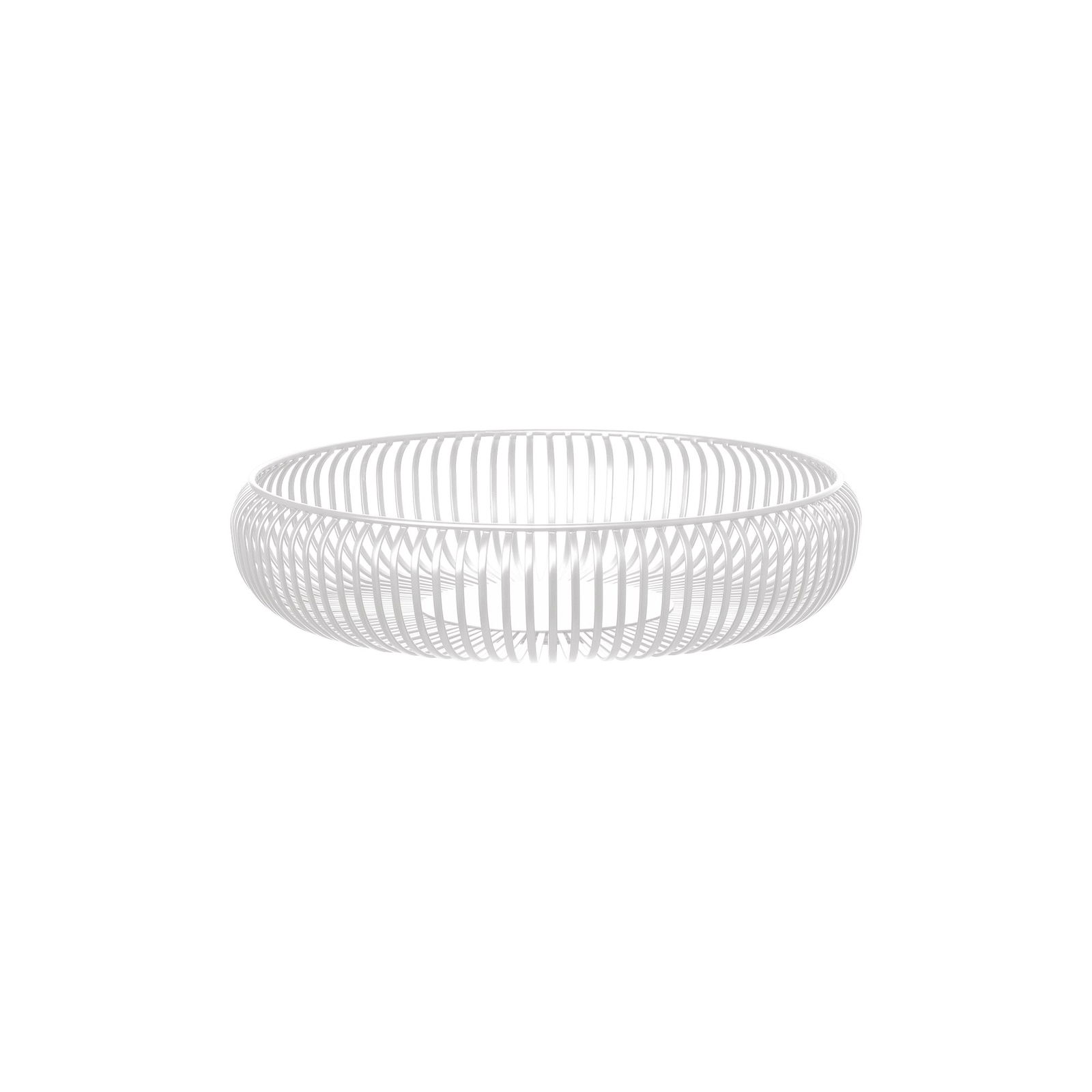 Modern white wire basket for stylish home organization and decor.