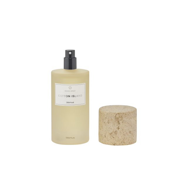 Cotton Island fragrance spray by Blomus with a textured cap on a simple background.