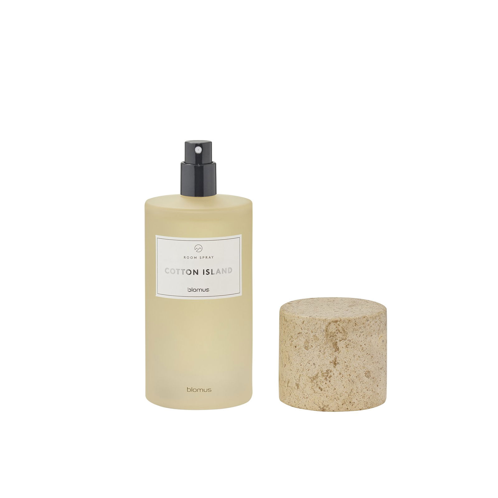 Cotton Island fragrance spray by Blomus with a textured cap on a simple background.