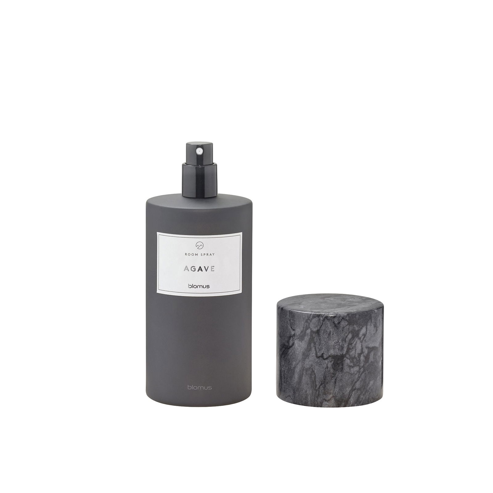 Black Agave body spray from BiomuS in a sleek bottle with a textured cap.