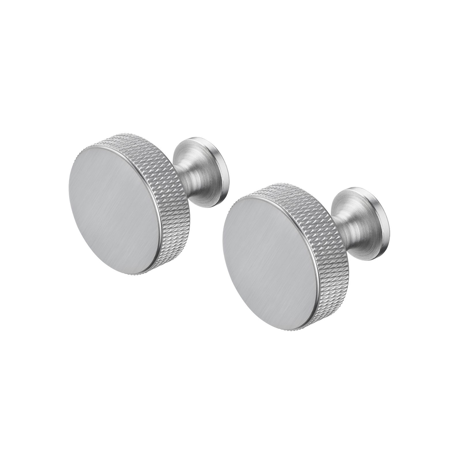 Silberne metallische Manschettenknöpfe mit einem schlanken, minimalistischen Design und strukturierten Kanten.