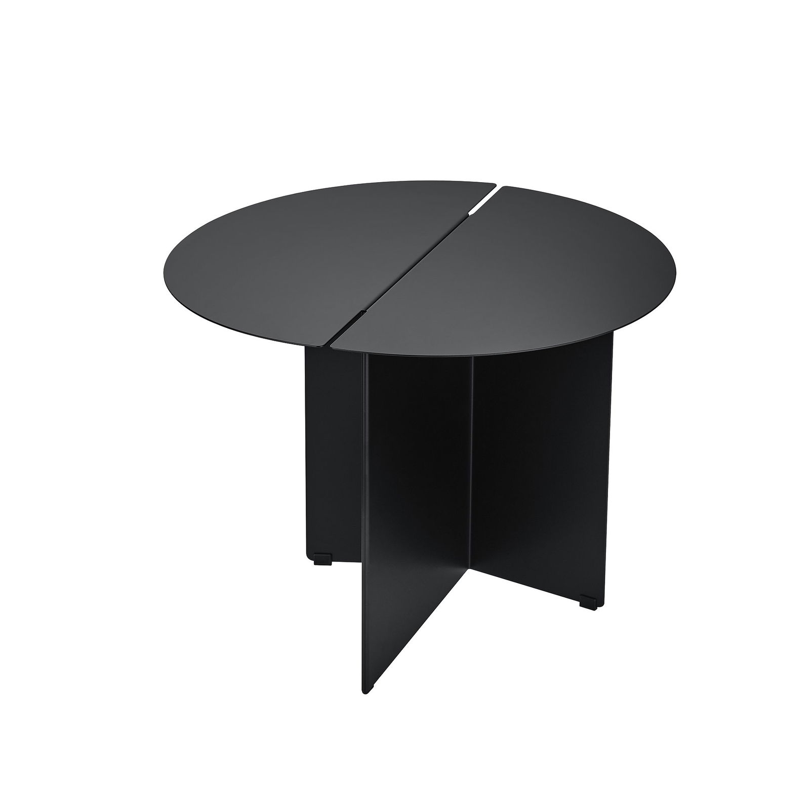 Moderer schwarzer runder Couchtisch mit einem schlanken, minimalistischen Design.