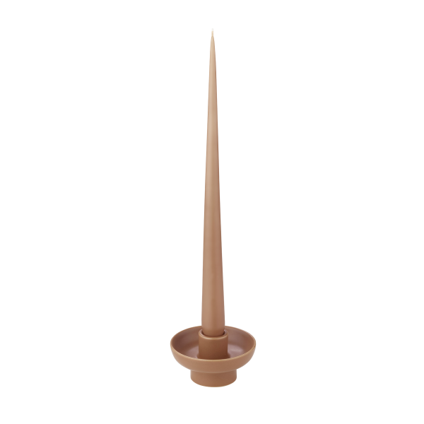 Eleganter minimalistischer Kerzenhalter mit einem hohen, schlanken Design in sanftem Beige.