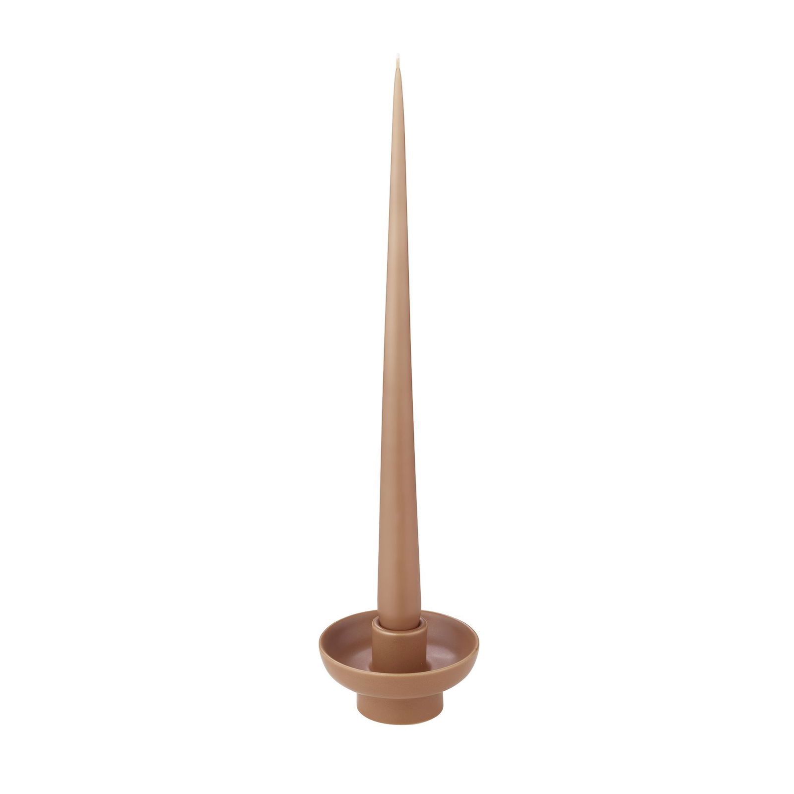 Eleganter minimalistischer Kerzenhalter mit einem hohen, schlanken Design in sanftem Beige.