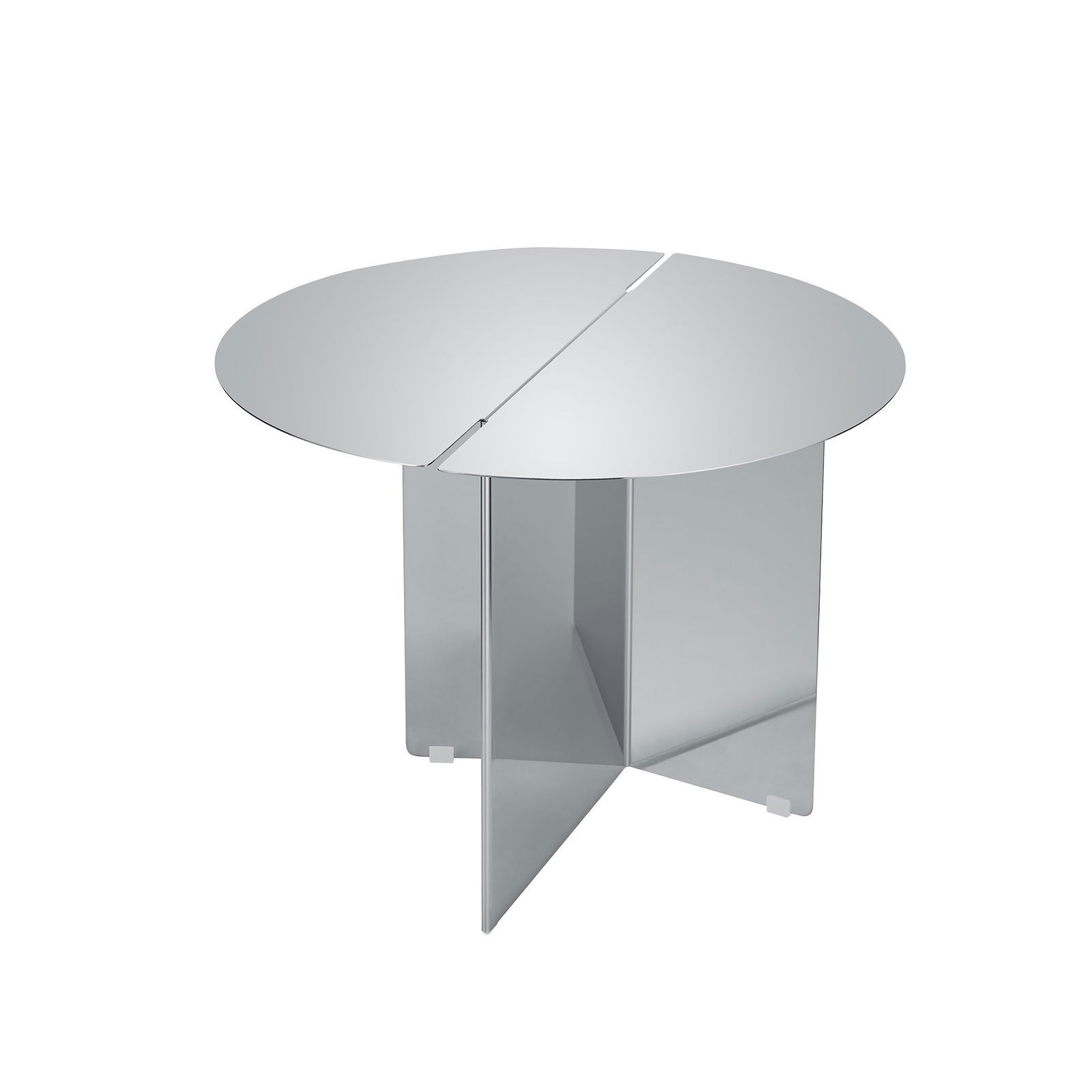 Moderne runde Chrombeistelltisch mit einem eleganten, minimalistischen Design.