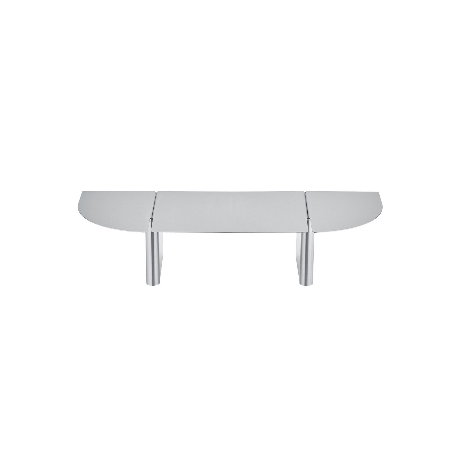 Moderner Glastisch mit schlanken Metallbeinen, der minimalistisches Design und Eleganz zeigt.