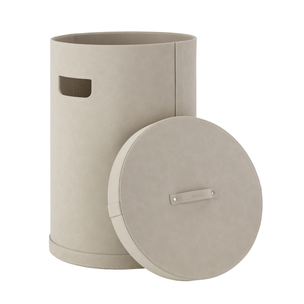 Stilvolle beige Aufbewahrungskorb mit abnehmbarem Deckel für vielseitige Organisation.