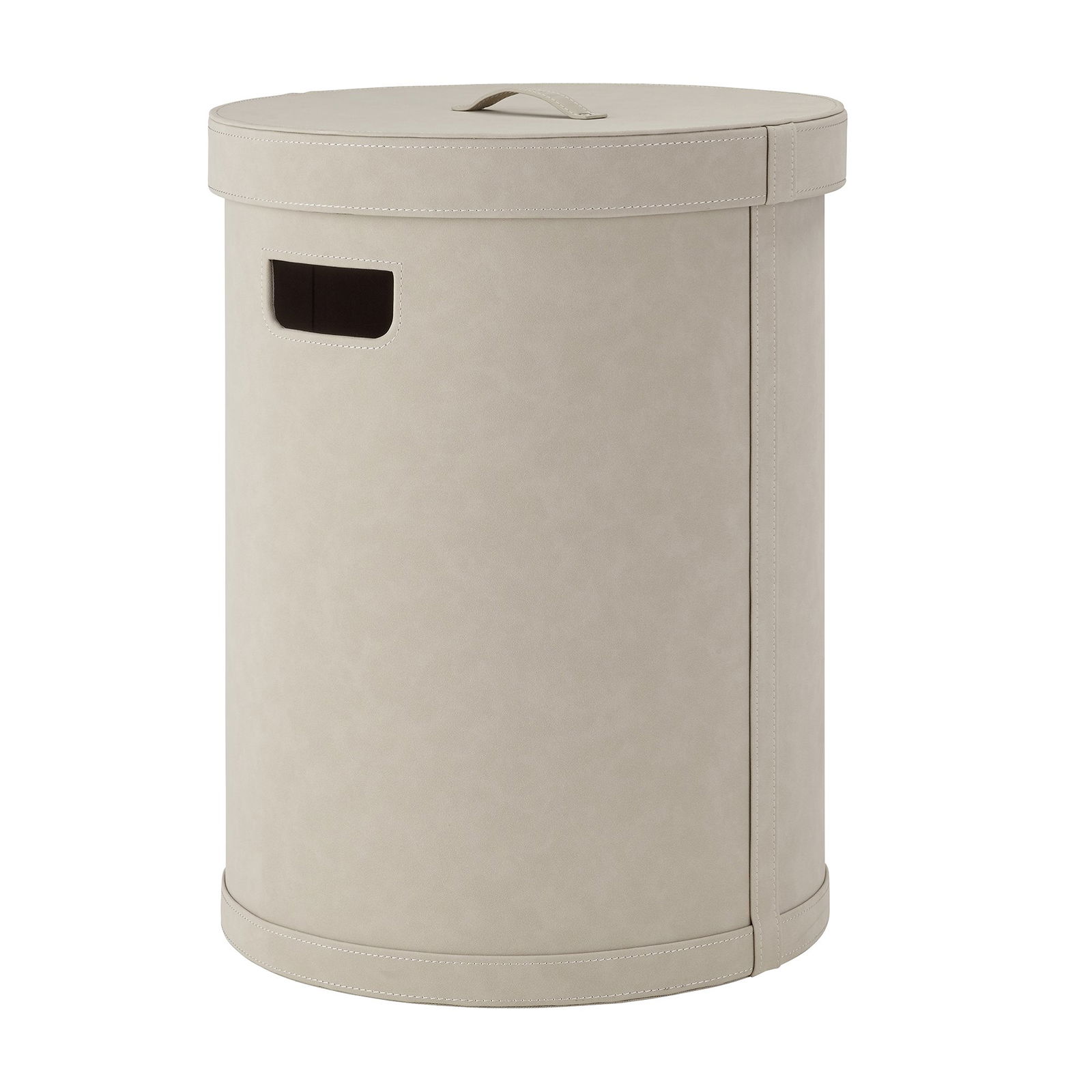 Eleganter beige Aufbewahrungskorb mit Deckel und Griff für organisierte Wohnräume.