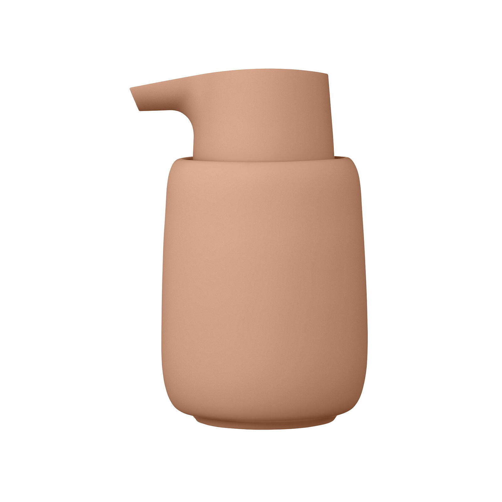 Ein minimalistischer beige Seifenspender mit einem eleganten Design für moderne Wohnkultur.