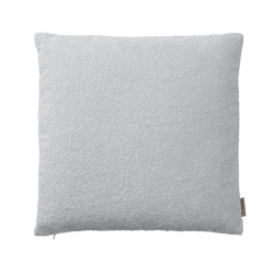 Soft grey decorative pillow with a textured fabric for modern home decor.
