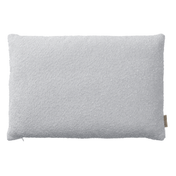 Soft gray decorative pillow with a textured fabric design for home decor.