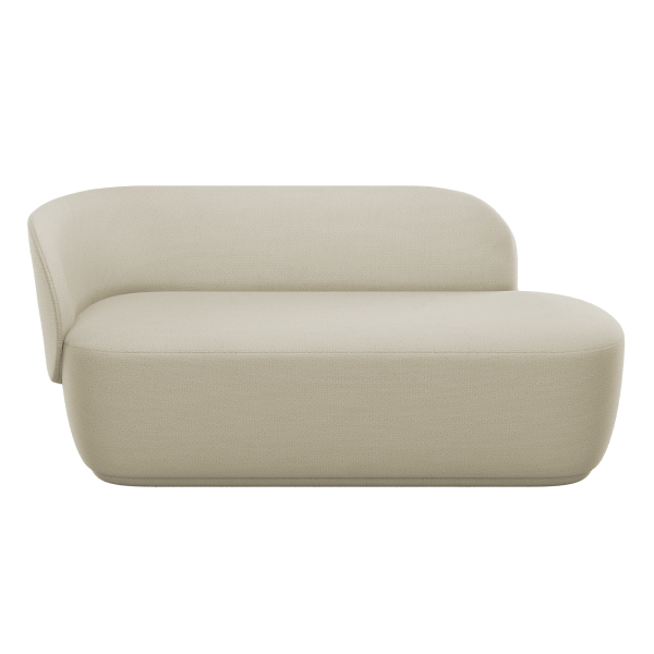 Minimalistische beige Liegen mit klaren Linien und modernem Design.