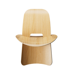 Minimalistischer Holzstuhl mit sleekem Design und bequemem Sitz.
