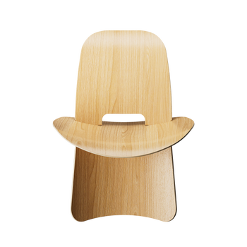 Minimalist wooden chair with a sleek design and comfortable seat.