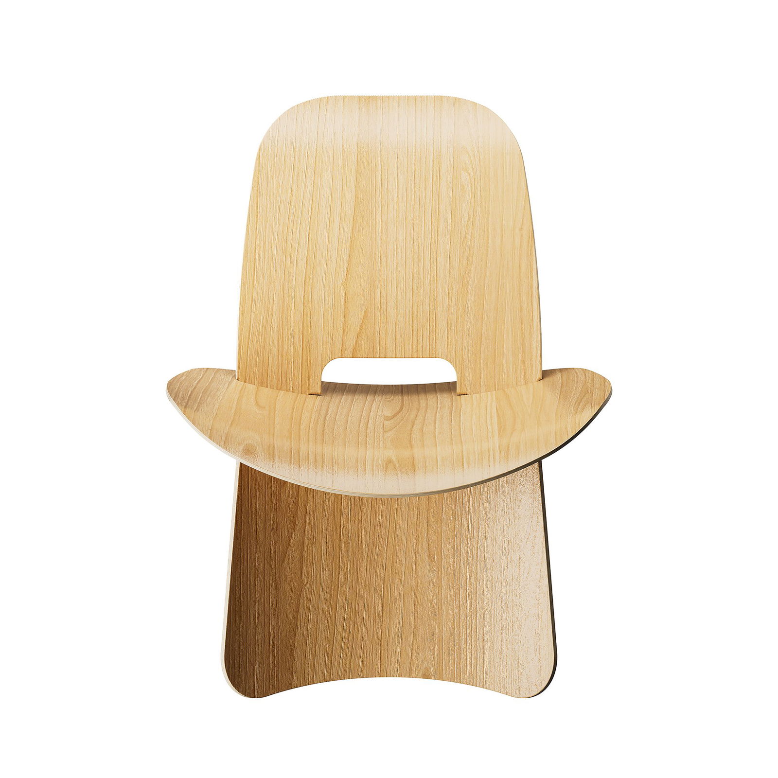 Minimalistischer Holzstuhl mit sleekem Design und bequemem Sitz.