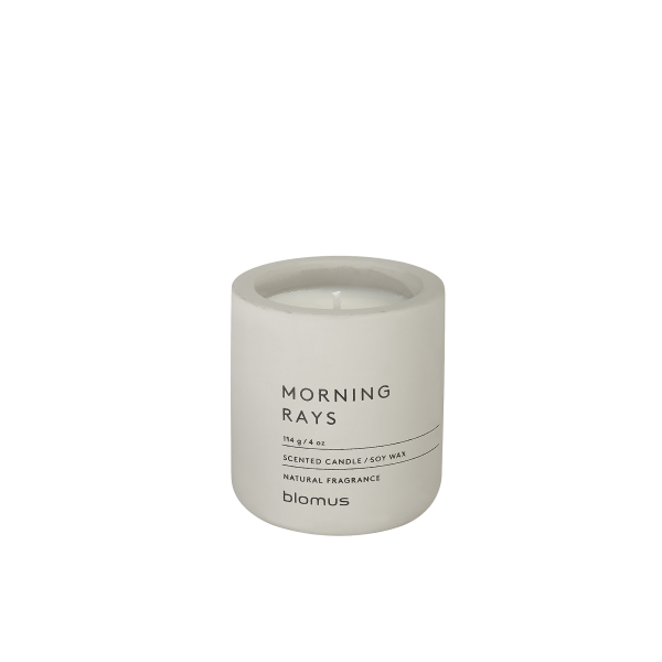 Scented soy wax candle by Blomus labeled "Morning Rays" for a fresh ambiance.