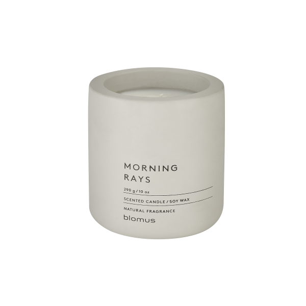 Natural soy wax scented candle "Morning Rays" by Blomus in a sleek white jar.