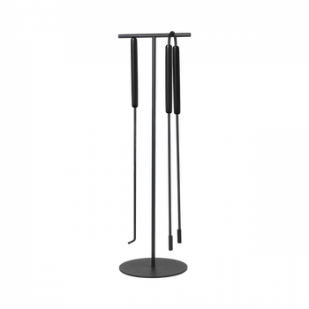Black coat rack with multiple hooks for organizing clothing and accessories.