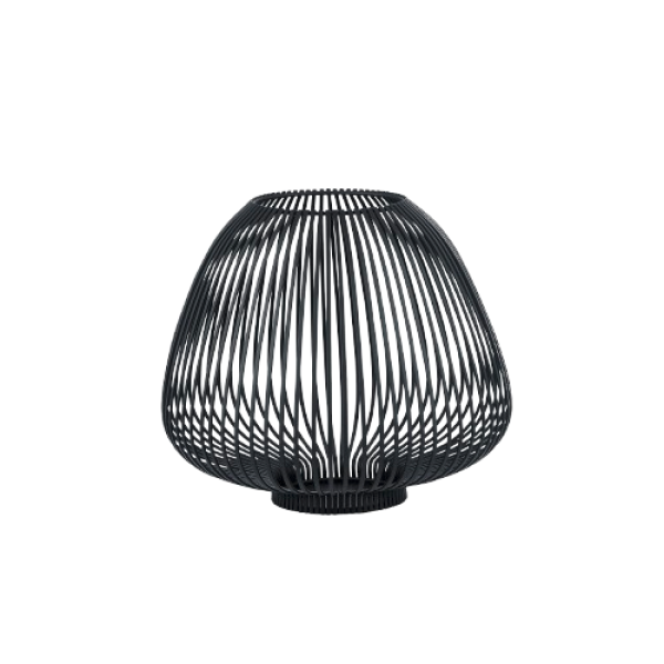 Stylische schwarze Drahtlampe mit einem einzigartigen Design für moderne Wohnkultur.