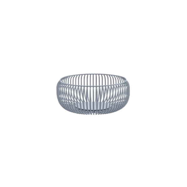 Modern decorative metal basket with a unique open weave design for home organization.