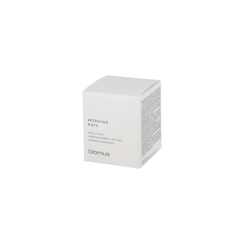 Blomus Morning Rays natural soy candle in elegant packaging for a refreshing ambiance.