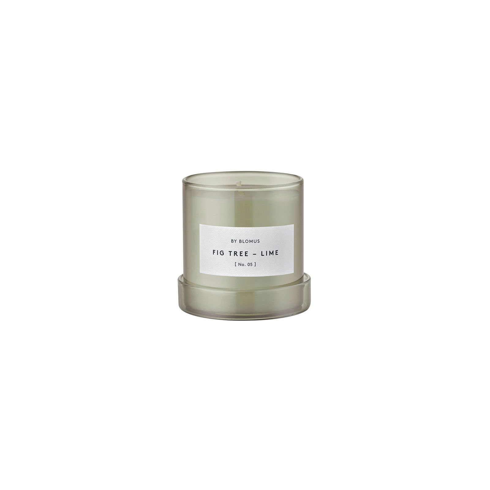 Fig Tree and Lime scented candle in a sleek glass jar for a refreshing home ambiance.