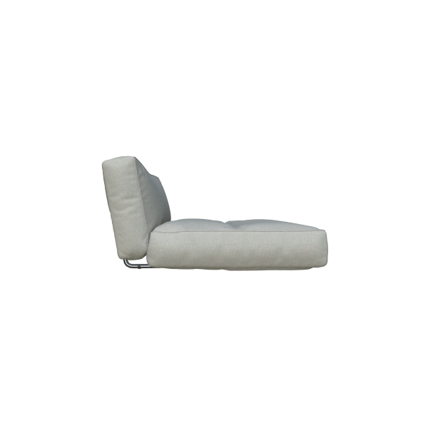 Moderner grauer Lounge-Stuhl mit elegantem Design und bequemen Kissen.