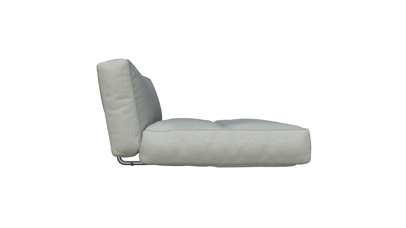 Moderner grauer Lounge-Stuhl mit elegantem Design und bequemen Kissen.
