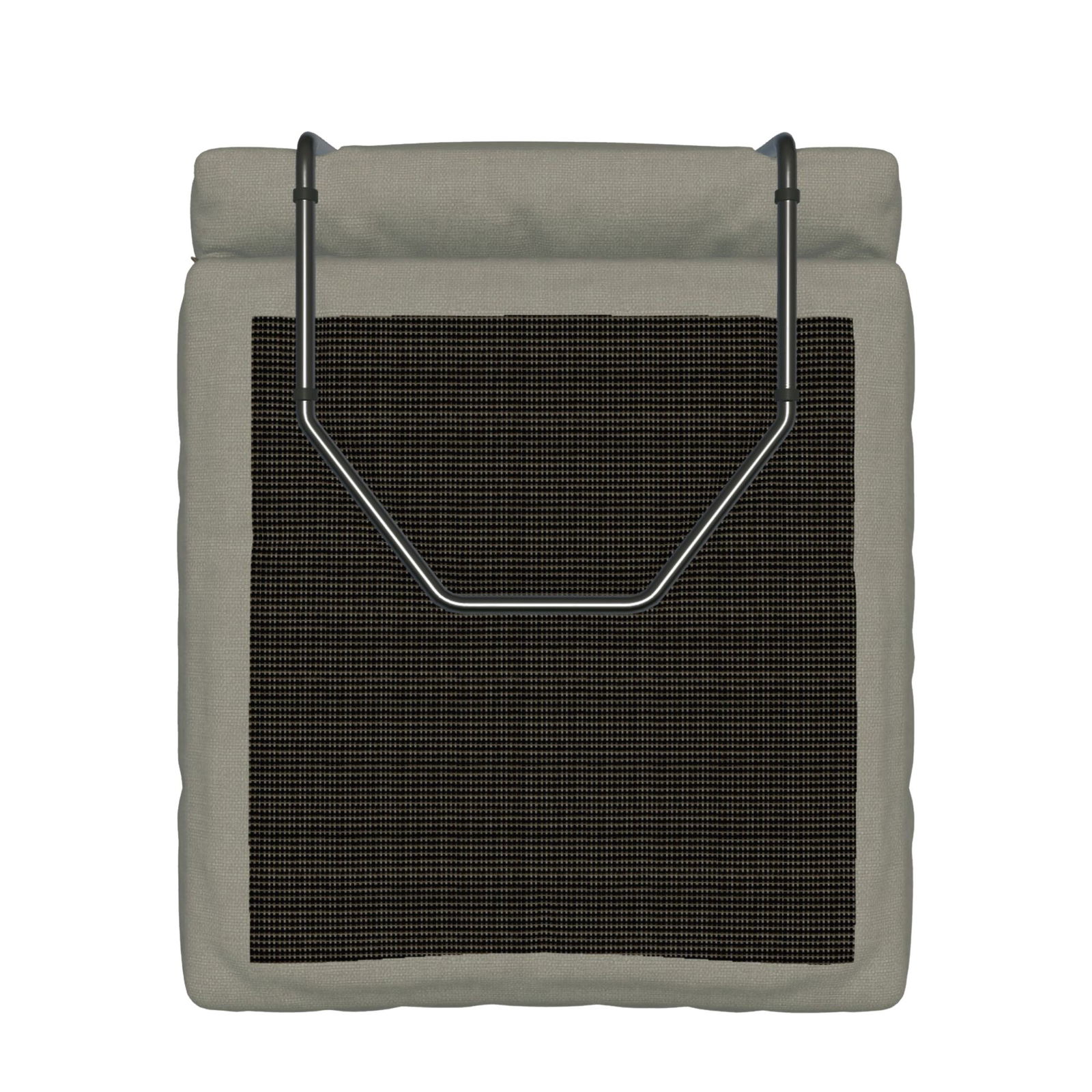Stylische wiederverwendbare Tasche mit Netzpaneel und stabilem Metallgriff für umweltfreundliches Einkaufen.