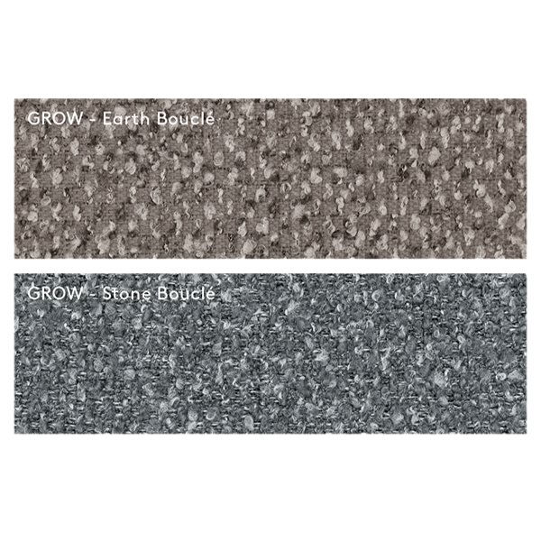 Two fabric swatches of GROW Boucle in Earth and Stone colors.
