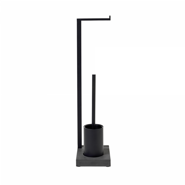 Stylischer schwarzer Toilettenbürstenhalter mit modernem Design und robuster Basis.