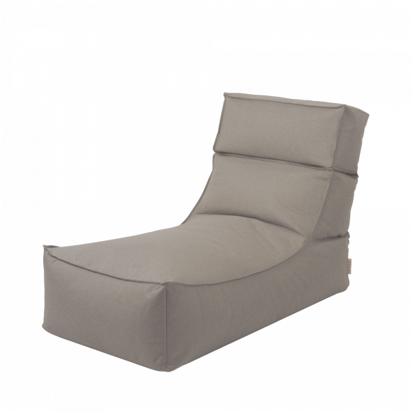 Stylish gray lounge chair with a modern design for indoor or outdoor relaxation.