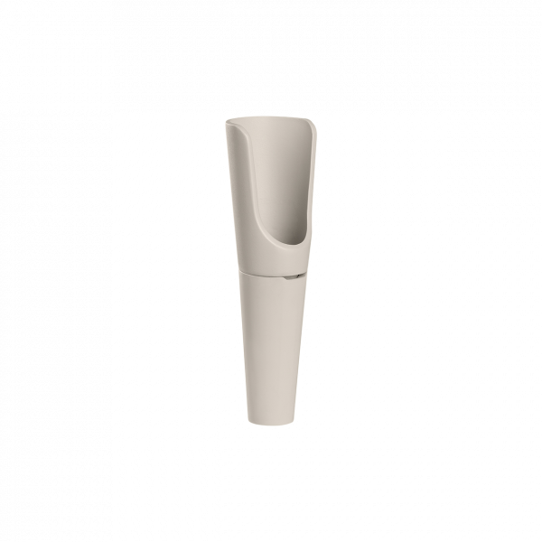 Light beige funnel for efficient pouring and measuring in kitchen or workshop use.