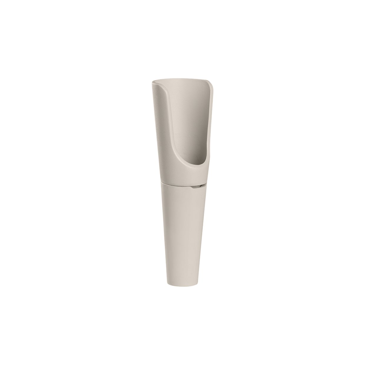 Light beige funnel for efficient pouring and measuring in kitchen or workshop use.