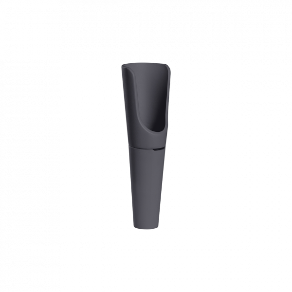 Black plastic mouthpiece designed for wind instruments, featuring a streamlined shape.