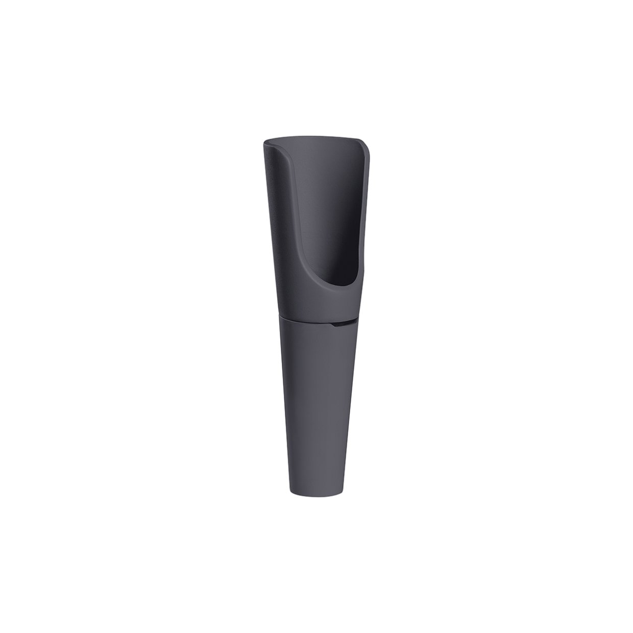 Black plastic mouthpiece designed for wind instruments, featuring a streamlined shape.