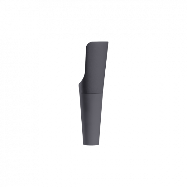 Sleek black pen standing upright against a white background.