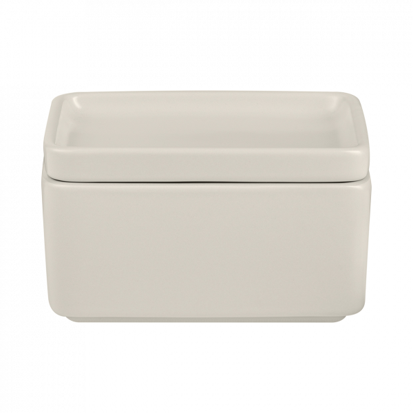 Elegante weiße Aufbewahrungsbox mit Deckel, perfekt zum Organisieren kleiner Gegenstände.
