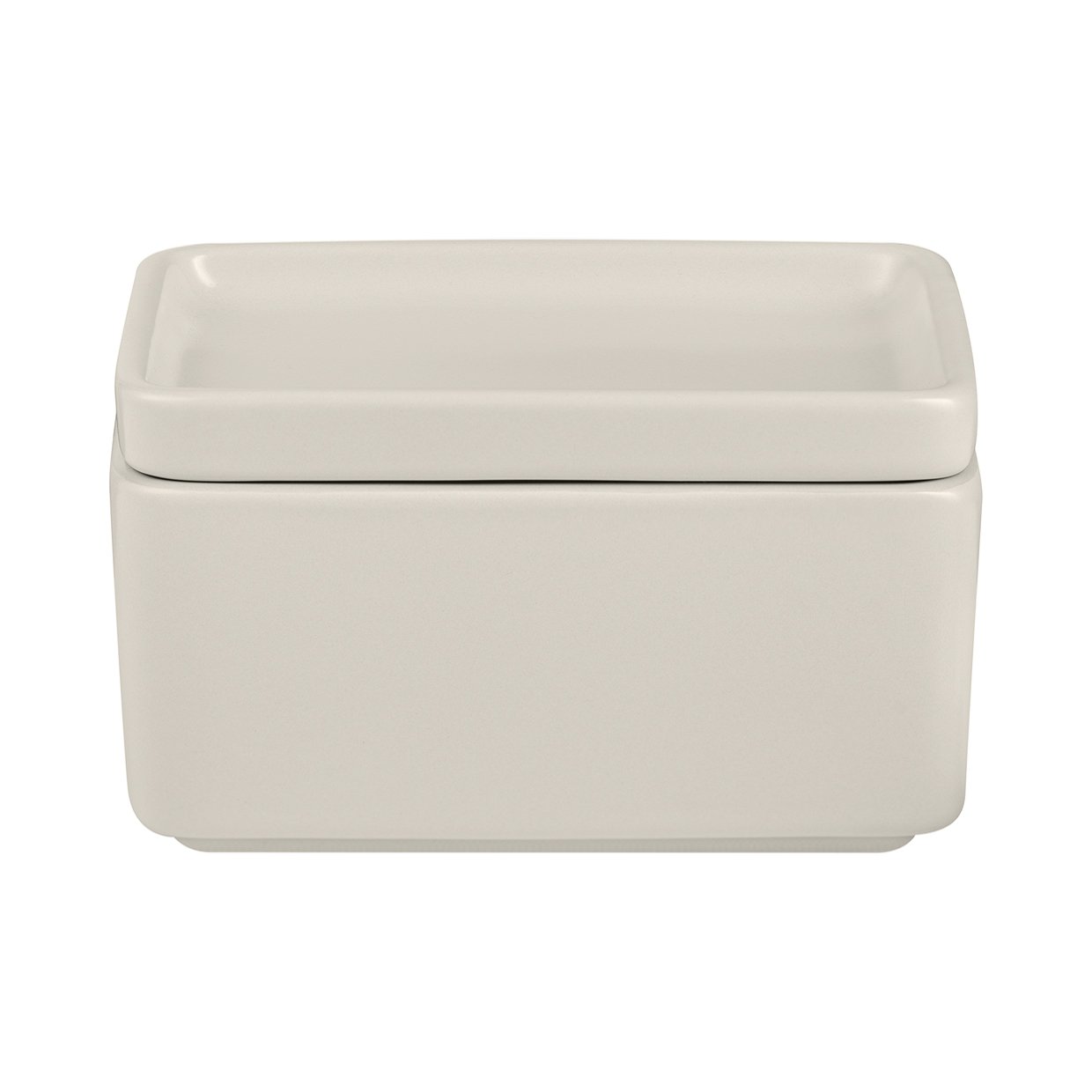 Elegante weiße Aufbewahrungsbox mit Deckel, perfekt zum Organisieren kleiner Gegenstände.