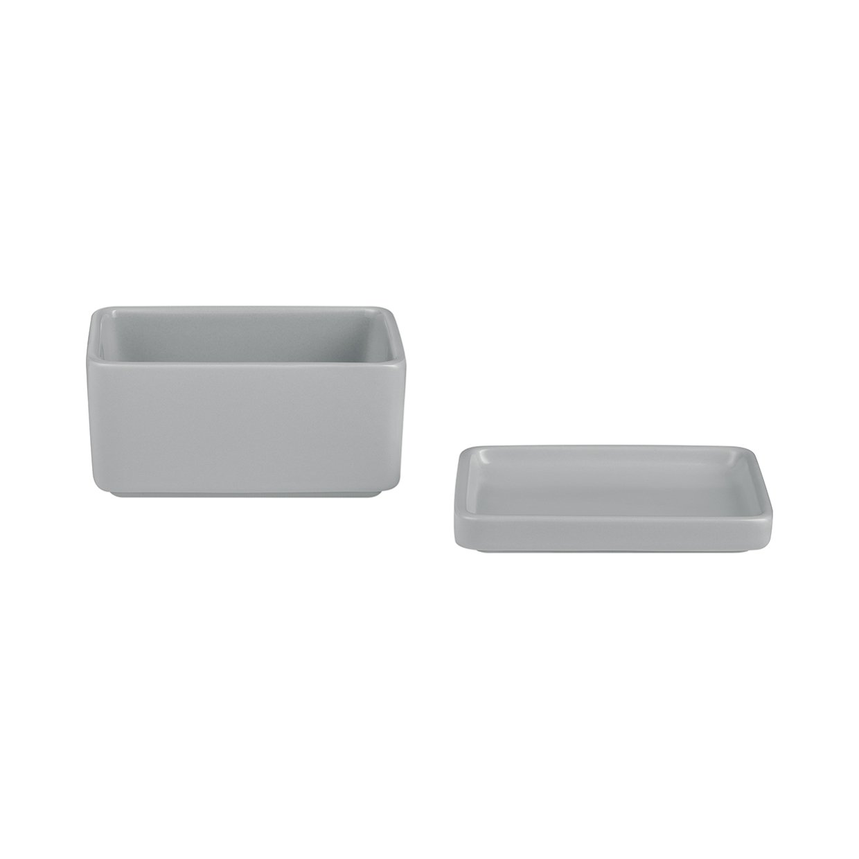 Grau Aufbewahrungsbox mit passendem Deckel, perfekt um Gegenstände stilvoll zu organisieren.