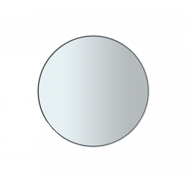 Runder Wandspiegel mit einem eleganten, minimalistischen Design, das Licht in einem hellen Raum widerspiegelt.