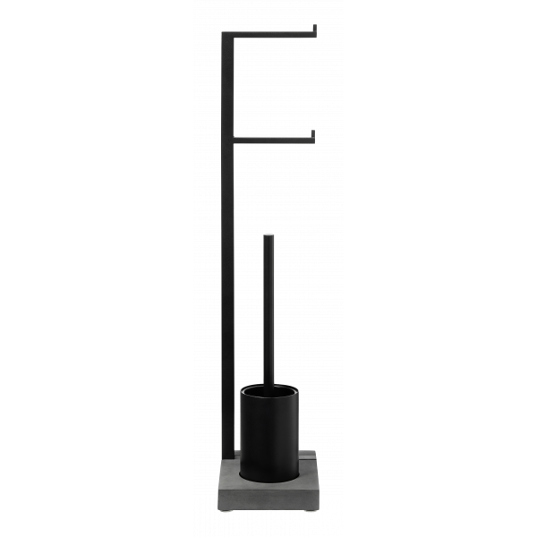 Moderner schwarzer Toilettenbürstenhalter und Stand mit minimalistischer Gestaltung für elegante Badezimmerdekoration.