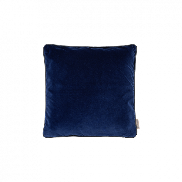 Navy blue square velvet cushion for home decor and comfort.