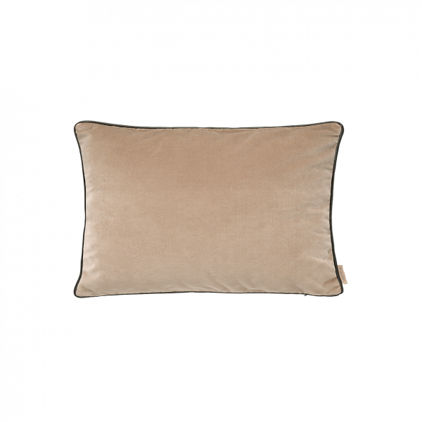 Soft beige decorative pillow on a white background, ideal for home decor.