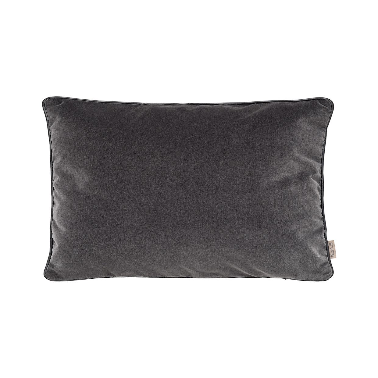 Soft gray velvet decorative pillow with rounded corners for modern home decor.