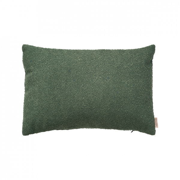 Green decorative pillow on a white background for home decor styling.