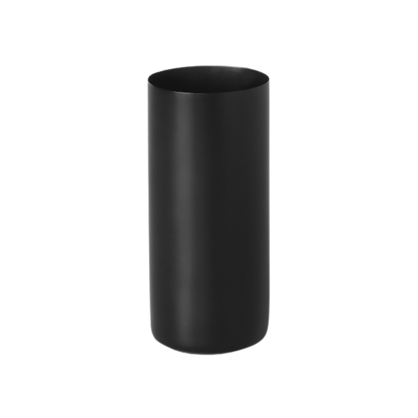 Black cylindrical container with a smooth surface and no visible markings.