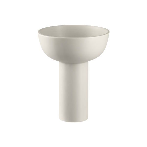 White ceramic funnel on a plain background, ideal for kitchen and laboratory use.