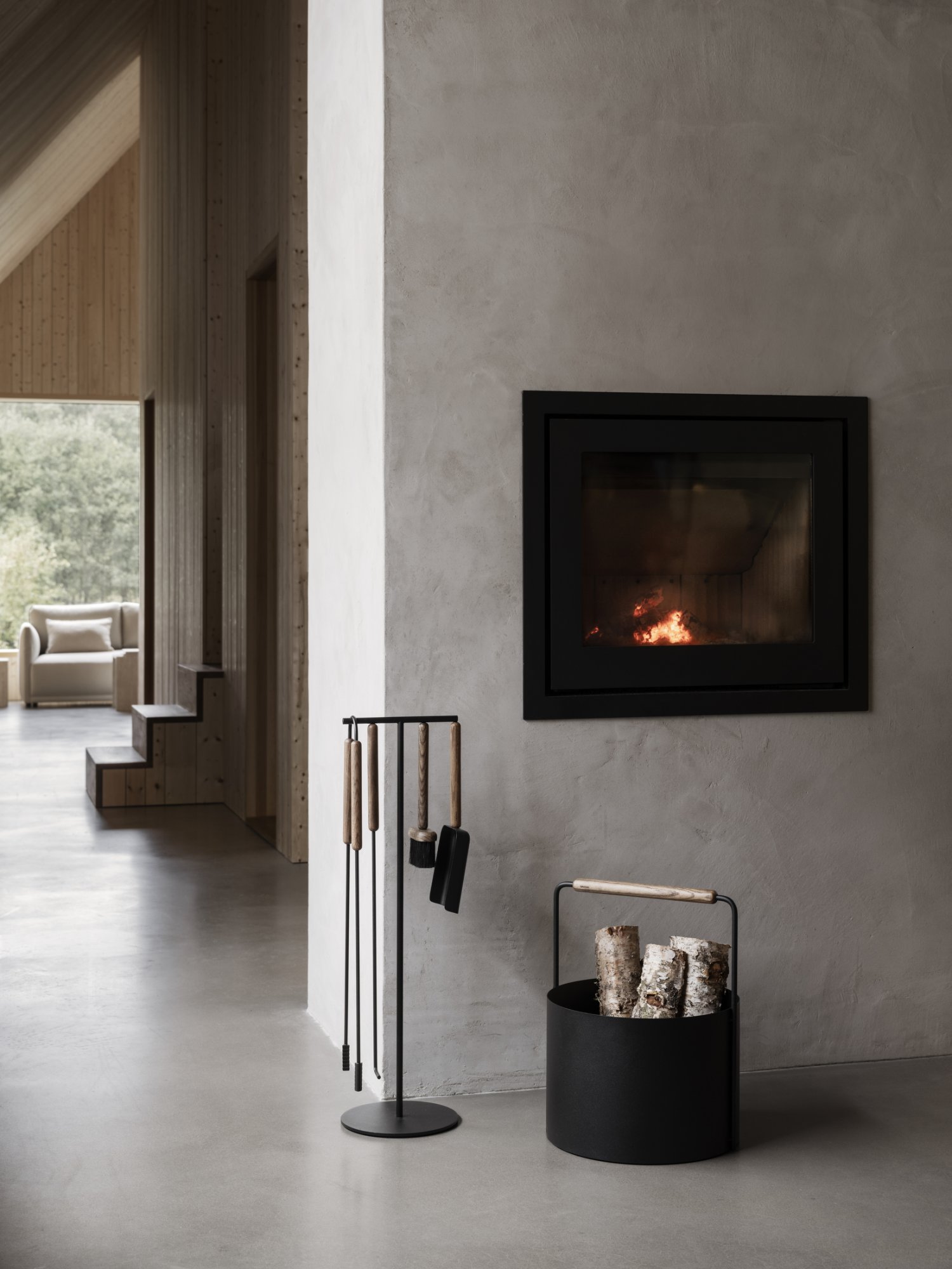Fireplace set 5-pcs -ASHI- Brown Oak (66155)