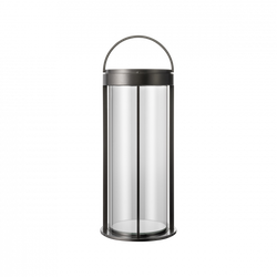 Stylische Glaslaterne mit einem schwarzen Metallrahmen für moderne Wohnkultur oder Außenbeleuchtung.